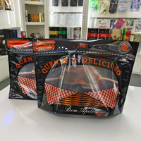 Sachet d'emballage alimentaire pour poulet, à fond plat, avec fermeture éclair, poignée de transport et fenêtre transparente, personnalisable par impression héliogravure