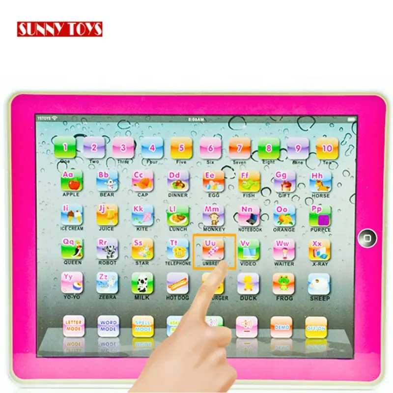 multi function English language study toy touch electronic laptop kids learning machine with music LED light for children