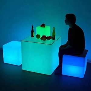 Silla Cubo LED de Plástico Moderna para Exteriores, Ajustable, con Control Remoto RGB, 40x40x40cm, Decoración para Fiestas y <span class=keywords><strong>Navidad</strong></span>, Resistente al Agua - Product Image 2