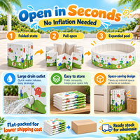 Kolam Renang Lipat PVC Bulat, Bak Mandi Portabel Kokoh, Desain Pantai, Untuk Anak-Anak, Penggunaan Luar Ruangan & Rumah Tangga