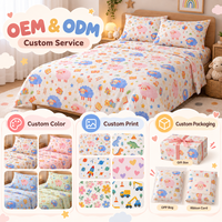 Vente en gros usine – Nouvel ensemble de draps plats 4 pièces en coton imprimé doux pour enfants, taie d'oreiller personnalisée, idéal pour cadeau, maison et école