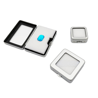 Boîte de présentation en métal à fermeture à pression pour pierres précieuses, carrée ou rectangulaire, étui de rangement pour diamants en vrac avec fenêtre transparente, organisateur d'emballage pour pierres