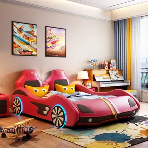 מגניב עיצוב ילדים של שינה ריהוט מיטת קומות ספורט מירוץ רכב מיטה עם אחסון עבור בנים ובנות