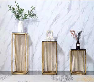 <strong>3</strong>-Pieces Metal Stainless Steel Gold Black Marble Flower Stand Decoration <strong>Display</strong> Stands <strong>Side</strong> <strong>Tables</strong> Beside TV Stand and Sofa Set - Product Image 6