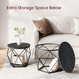 Prezzo all'ingrosso robusto lusso semplice rimovibile rotondo moderno in metallo & in legno tavolino da caffè per soggiorno camera da letto balcone - Product Image 2