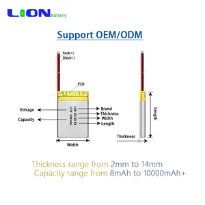 แบตเตอรี่ลิเธียมไอรอนฟอสเฟต <span class=keywords><strong>3</strong></span>.7V 3C แบตเตอรี่กำลังสูง สำหรับไฟสนามหญ้า LED รุ่น 804250 ความจุ 1000mAh แบตเตอรี่ลิเธียมโพลิเมอร์ - Product Image 5