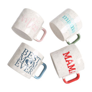 Tazas de café en relieve con pantalla de seda para mamás, productos en relieve, moteado de cerámica, clásico, con mango cuadrado - Product Image 6