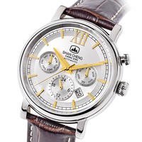 Nouvelle montre à quartz unisexe vintage en cuir avec cadran analogique, cristal saphir, étanche 3ATM, chronographe lumineux, acier inoxydable