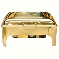 Ensemble de service de buffet de luxe 9L en acier inoxydable doré pour traiteur, mariage, hôtels, chauffe-plats et maintien au chaud des aliments