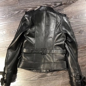 <strong>Women</strong> Genuine <strong>Leather</strong> <strong>Jacket</strong> High Quality V-neck Zipper <strong>Real</strong> <strong>Leather</strong> <strong>Jacket</strong> Ladies With Belt - Product Image 6