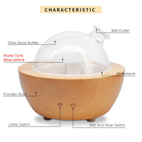 Humidificateur d'aromathérapie à la maison de diffuseurs électriques essentiels en verre de bois véritable pour la chambre à coucher