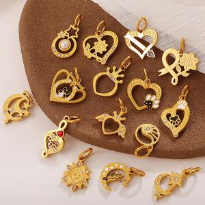 Accessoires de bijoux DIY, formes variées, acier inoxydable plaqué or 18 carats, pendentifs pour la création de colliers - Product Image 1