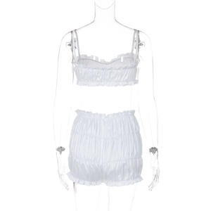 <span class=keywords><strong>Abbigliamento</strong></span> da donna 2024 Set estivi da donna Sexy e graziosi pantaloncini con volant 2 pezzi - Product Image 3