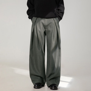 <span class=keywords><strong>Pantalon</strong></span> décontracté à plis croisés pour <span class=keywords><strong>homme</strong></span>, style automne, texture ample, jambe droite, braguette à boutons, <span class=keywords><strong>pantalon</strong></span> long rétro - Product Image 3