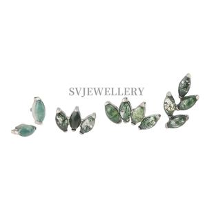 16g f136 टाइटेनियम आंतरिक रूप से थ्रेडेड मॉस ओनिक्स लैरेट प्रकृति पत्थर के शरीर के गहने - Product Image 3