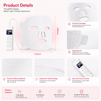Masque facial LED portable OEM/ODM à 7 couleurs, 432 LED, lumière rouge, en silicone, rechargeable, avec télécommande, pour la beauté