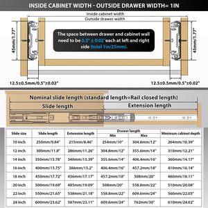 Yenuo Đóng Mềm Thép Không Gỉ Mở Rộng Đầy Đủ Nhà Bếp Ngăn Kéo Slide Side Núi 10 Inch Bóng Mang Đường Ray Nhiệm Vụ Nặng Nề - Product Image 2