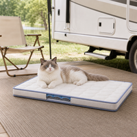 Reise-Katzenmatratze mit Silikon-Kühlung & Interaktiven Funktionen, Blaue Einfassung für Wohnmobil-Vorzelt und Camping-Ruhe