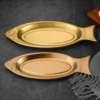 Platos para Pescado de Acero Inoxidable 304, Plato Ovalado Creativo para Barbacoa, para Cocina y Restaurante