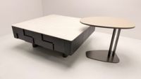 Table basse design moderne, chaise longue, table d'appoint, utilisation intérieure et extérieure
