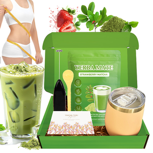 Prebiótico Instant Mate Tea Gut Health Support Strawberry Matcha Flavor Organic Yerba Mate Tea Powder para el control del apetito - Product Image 1
