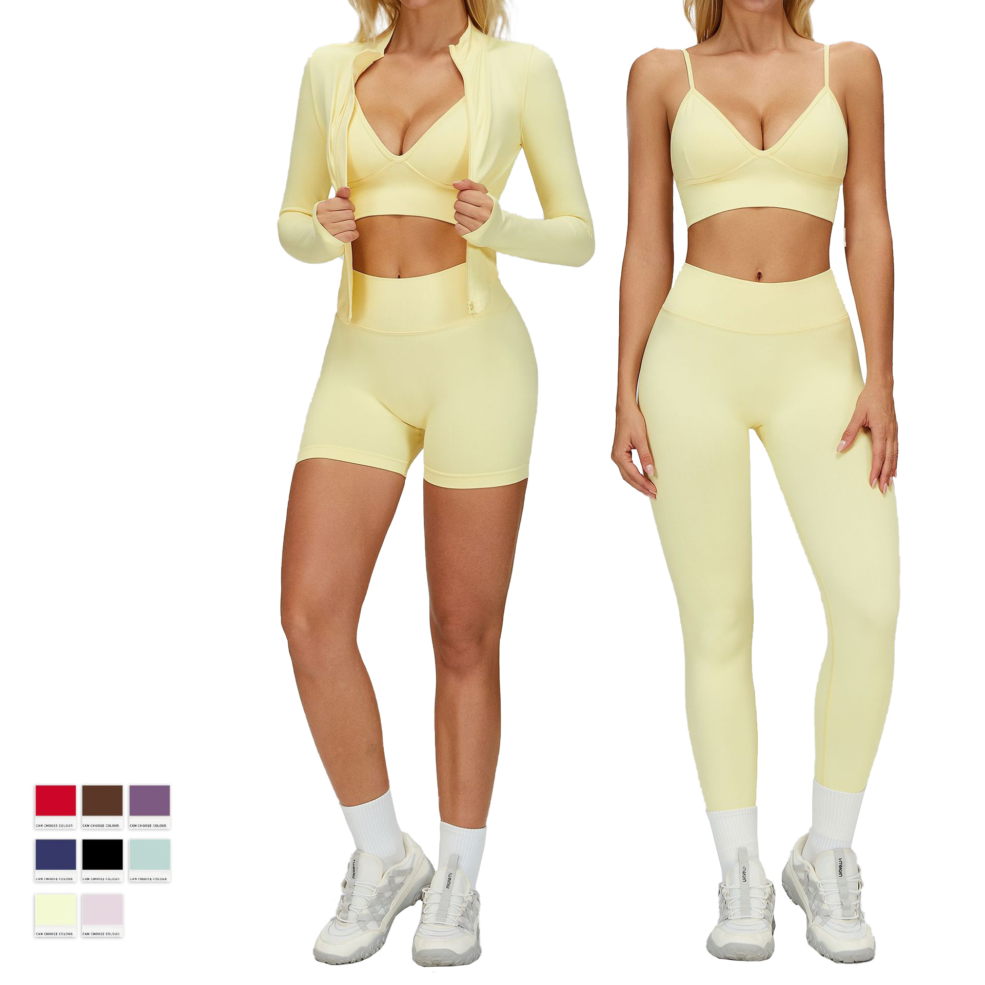 Custom Logo Seamless Yoga Set Women Slim Fit Quick Dry 3 Piece Workout Fitness Suit Gym Sportswear Activewear