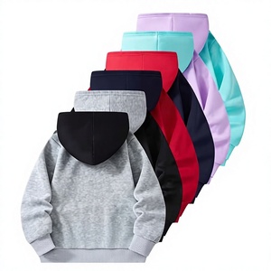 Sweat-shirt à capuche en polaire vintage respirant pour enfants, manches régulières, couleur unie, vêtements d'automne, fabriqué au Bangladesh - Product Image 4