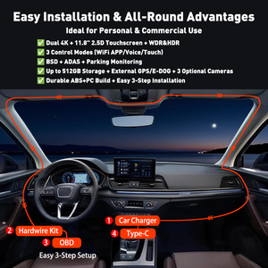 4K Gravação de 4 Canais 170 Ângulo IPS 12 "Espelho Retrovisor Dash <span class=keywords><strong>Cam</strong></span> com Tela Sensível Ao Toque Gravador De Vídeo Dash <span class=keywords><strong>Cam</strong></span> Frente e Traseira 4k - Product Image 5