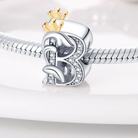 Breloque Lettre Originale Plaqué Argent Personnalisable DIY, Compatible Bracelet Pandora, Accessoire Bijou - Vente Flash