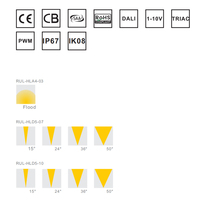 Projecteur LED d'extérieur en aluminium à succès avec alimentation DC/AC, protection IP66, intensité variable et installation facile