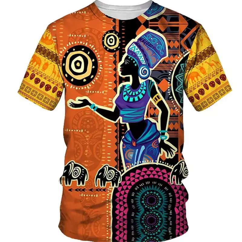 African men's T-shirt summer new O collar short sleeve T-shirt plus size casual men retro style 3D printed big stone clothes