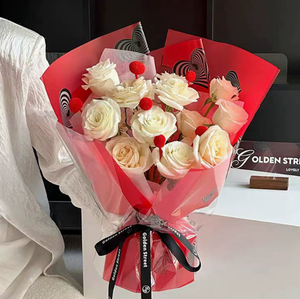 Papel de embalaje de flores con diseño de corazón de flores, translúcido, impermeable, de plástico mate, papel para regalo hecho a mano, papel para floristería - Product Image 2