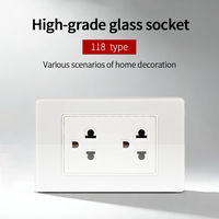Prise murale de haute qualité avec chargeur rapide USB Type-C et interrupteur, cadre en verre de type 118, pour l'Amérique du Sud, le Brésil et la Thaïlande