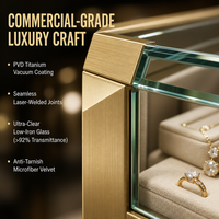Luxuriöse Moderne Weiße LED-Beleuchtung Schmuck-Ausstellungsinsel Kiosk Gehärtetes Glas Ladentheke Vitrine für Boutiquen