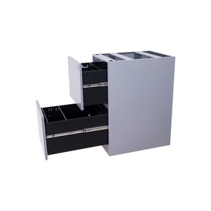 Armoire de classement en acier à 2 tiroirs verrouillables, design moderne, base fixe, grande capacité, écologique, montage facile, pour la maison, le bureau, la chambre - Product Image 2