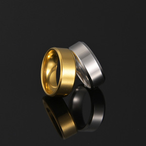 Bagues unies en acier inoxydable gravées, plaquées or 18 carats, argent, noir, bleu, arc-en-ciel, bijoux de fiançailles modernes pour homme - Product Image 6