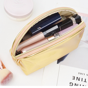 Custom <strong>Gold</strong> Shining Full PU Texture Handheld Makeup <strong>Bag</strong> High Appearance Value Light Luxury Simple Portable Storage <strong>Cosmetic</strong> <strong>Bags</strong> - Product Image 5