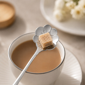 Cuchara de corazón con diseño de flor de cerezo y rosa, mango largo, agitador de café, regalo para nido de pájaro y miel - Product Image 4
