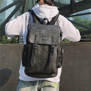 XDL Laptop <b>Backpack</b> 16 Inch Soft PU Leather Large Capacity Men's Business Travel <b>Backpack</b> Solid Color Black Gray <b>Brown</b> - Product Image 1