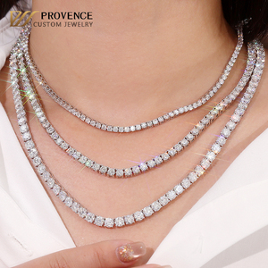 Chaîne de tennis en argent sterling 925 sertie de diamants en moissanite VVS de 2 mm, 3 mm, 4 mm, 5 mm, 6 mm, style hip-hop - Product Image 1