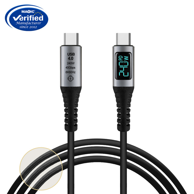 NEW 40Gbps USB-C Data Cable Fast Charging PD100w 240W 5A 8K 60HZ Video USB4 Cable Thunderbolt3 PVC Jacket 1m Length for Computer
