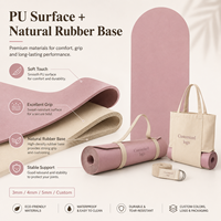 Tapis de yoga en caoutchouc naturel PU personnalisé avec logo, antidérapant, de qualité supérieure, pour marques et studios de yoga
