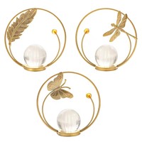 Meuble TV de luxe Art Déco de style européen, ornements créatifs en métal forgé plaqué or avec boules de cristal, pour Diwali et mariages
