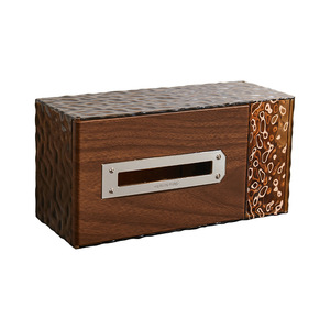Wall Mounted Tissue Box Walnut Wood Color Glacier Pattern Multipurpose Bathroom Storage Box - Product Image 5