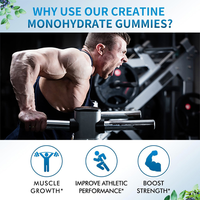 Gomitas de Creatina Hidrocloruro Vegana con Sabor a Bayas Naturales, 500 mg, Certificadas por GMP, Marca Privada, Suplemento Deportivo para Gimnasio