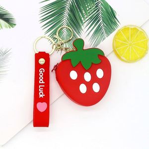 Girly Keychain Cute Fruit Wallet <b>Key</b> <b>Ring</b> Small Silicone Bags <b>Custom</b> Cartoon Kids Coin Purse <b>Key</b> Chains Silicone Keychain Wallet - Product Image 3