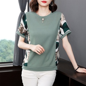T-shirt a Maniche Corte da <span class=keywords><strong>Donna</strong></span>, Nuova Moda Estiva, Lusso Leggero, Collo a O, Casual <span class=keywords><strong>Oversize</strong></span> con Dettagli a Contrasto - Product Image 6