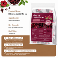 Thé d'Hibiscus (Thé de Roselle) Mélange de Thés Santé pour la Beauté de la Peau des Femmes |   Thé aux herbes sans caféine |   Thé personnalisé OEM 30 sachets