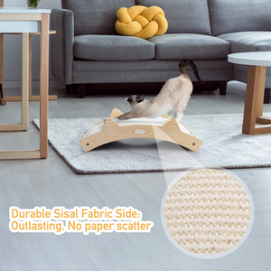 Rascador de Sisal de Doble Cara para Gatos de Interior, Sisal Resistente |   Sisal natural y tela para alfombras, estructura de madera maciza y duradera - Product Image 4