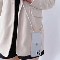 Étui de téléphone transparent antichoc et étanche de luxe avec chaîne de perles et cordon tour de cou pour iPhone 11/12/13/14/15/17 Pro Max
